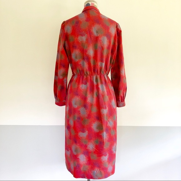 🚨VINTAGE 80s Abstract Secretary Midi Dress - Picture 3 of 5